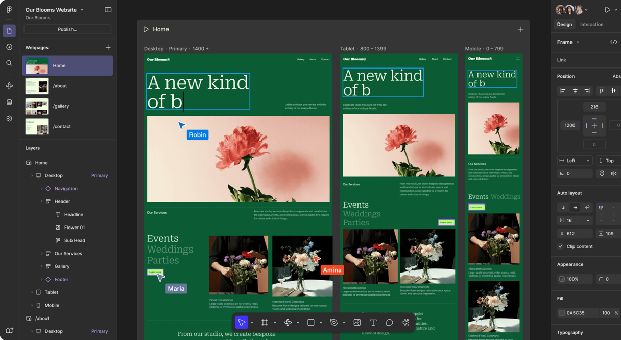 Figma Site 인터페이스 - 디자인에서 바로 웹사이트 제작