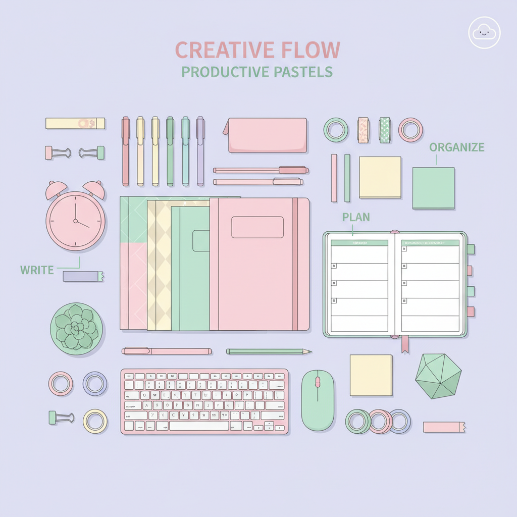 Gemini 2.5 Flash - Knolling / Pastel / Stationery